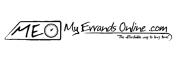M.E.O. MY ERRANDS ONLINE .COM "THE AFFORDABLE WAY TO BUY TIME" logo