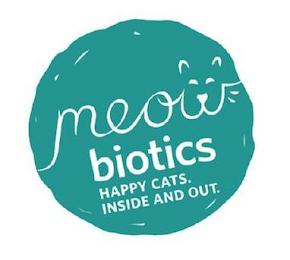 MEOW BIOTICS HAPPY CATS. INSIDE AND OUT. logo