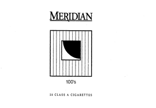 MERIDIAN 100'S 20 CLASS A CIGARETTES logo