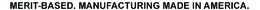 MERIT-BASED. MANUFACTURING MADE IN AMERICA. logo