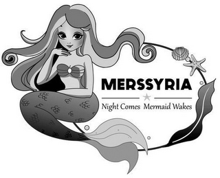 MERSSYRIA NIGHT COMES MERMAID WAKES logo