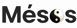 MESOS AND A YIN AND YANG SYMBOL WITH A GOLDEN PATH SEPARATING THE YIN AND YANG logo