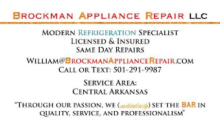 "METICULOUSLY", "BROCKMAN APPLIANCE REPAIR", "BAR" logo