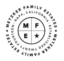 · METZKER FAMILY ESTATES · METZKER FAMILY ESTATES NAPA CALIFORNIA ESTABLISHED TWENTY FOURTEEN M E F logo