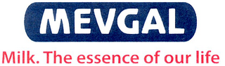 MEVGAL MILK. THE ESSENCE OF OUR LIFE logo
