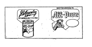 MEYENBERG'S ALL-PURE  J B  MEYENBERG GAME EVAPORATED MILK TO THE WORLD MEYENBERG'S ALL-PURE logo
