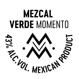 MEZCAL VERDE MOMENTO MVM 43% ALC. VOL. MEXICAN PRODUCT logo
