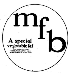 MFB A SPECIAL VEGETABLE FAT MADE AND GUARANTEED BY THE SOUTHERN COTTON OIL CO. logo