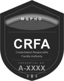 MGPHO CRFA CREDENTIALED RESPONSIBLE FACILITY AUTHORITY CREDENTIAL NO. A-XXXX logo