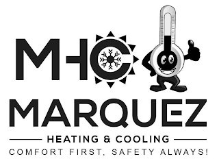 MHC MARQUEZ HEATING & COOLING COMFORT FIRST, SAFETY ALWAYS! logo