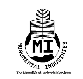 MI MONUMENTAL INDUSTRIES THE MONOLITH OF JANITORIAL SERVICES logo