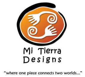 MI TIERRA DESIGNS "WHERE ONE PIECE CONNECTS TWO WORLDS..." logo