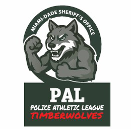 MIAMI-DADE SHERIFF'S OFFICE PAL POLICE ATHLETIC LEAGUE TIMBERWOLVES logo