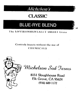 MICHELSON'S CLASSIC BLUE-RYE BLEND THE ENVIRONMENTALLY SMART GRASS CONTROLS INSECTS WITHOUT THE USE OF CHEMICALS logo
