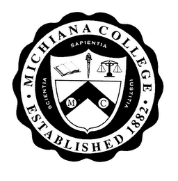 MICHIANA COLLEGE ESTABLISHED 1882 SCIENTIA SAPIENTIA IUSTITIA MC logo