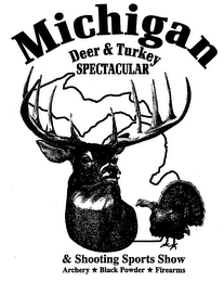 MICHIGAN DEER & TURKEY SPECTACULAR & SHOOTING SPORTS SHOW ARCHERY BLACK POWDER FIREARMS logo