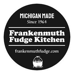 MICHIGAN MADE SINCE 1964 FRANKENMUTH FUDGE KITCHEN FRANKENMUTHFUDGE.COM logo