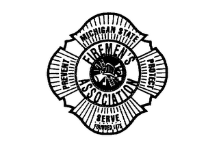 MICHIGAN STATE FIREMEN'S ASSOCIATION PREVENT PROTECT SERVE FOUNDED 1875 logo