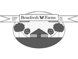 MICROGREENS FRUIT TREES & MORE BENEFRESH FARMS HAPPY TO EAT HEALTHY logo