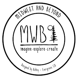 MIDWEST AND BEYOND MWB IMAGINE · EXPLORE · CREATE DESIGNED BY ASHLEY · EVERGREEN, CO logo