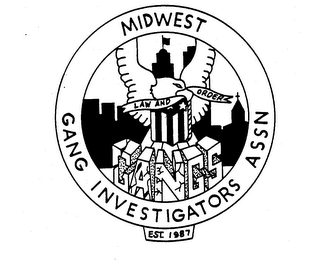 MIDWEST GANG INVESTIGATORS ASSN EST 1987 LAW AND ORDER GANGS logo