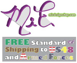 MIE MIEDESIGNSSHOP.COM FREE STANDARD MIE SHIPPING TO US48 AND ARMED FORCES logo