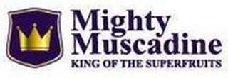 MIGHTY MUSCADINE KING OF THE SUPERFRUITS logo