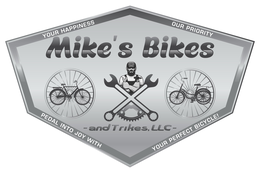 MIKE'S BIKES AND TRIKES, LLC YOUR HAPPINESS OUR PRIORITY PEDAL INTO JOY WITH YOUR PERFECT BICYCLE! logo
