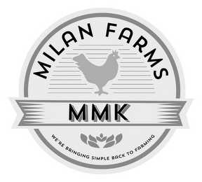 MILAN FARMS MMK WE'RE BRINGING SIMPLE BACK TO FARMING logo