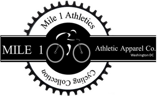 MILE 1 ATHLETICS CYCLING COLLECTION MILE 1 ATHLETIC APPAREL CO. WASHINGTON DC logo