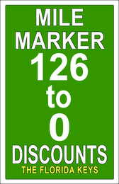 MILE MARKER 126 TO 0 DISCOUNTS THE FLORIDA KEYS logo