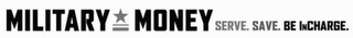 MILITARY MONEY SERVE. SAVE. BE INCHARGE. logo