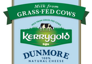 MILK FROM GRASS-FED COWS MILK FROM GRASS-FED COWS KERRYGOLD DUNMORE 100% NATURAL CHEESE logo