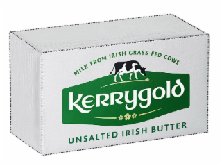 MILK FROM IRISH GRASS-FED COWS UNSALTED IRISH BUTTER KERRYGOLD logo