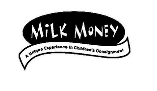 MILK MONEY A UNIQUE EXPERIENCE IN CHILDREN'S CONSIGNMENT logo