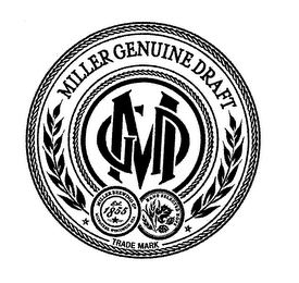 MILLER GENUINE DRAFT MGD MILLER BREWINGCO MILWAUKEE, WISCONSIN, USA EST. 1855 HAND SELECTED HOPS TRADE MARK logo