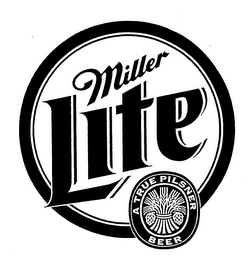 MILLER LITE A TRUE PILSNER BEER logo