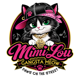 MIMI LOU MIMI LOU GANGSTA MEOW PAWS ON THE STREET logo