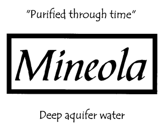 MINEOLA "PURIFIED THROUGH TIME" DEEP AQUIFER WATER logo