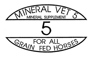 MINERAL VET 5 MINERAL SUPPLEMENT 5 FOR ALL GRAIN FED HORSES logo