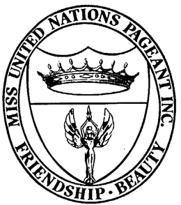 MISS UNITED NATIONS PAGEANT INC. FRIENDSHIP.BEAUTY logo
