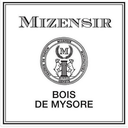 MIZENSIR CREATEUR DE PARFUM MIZENSIR MANUFACTURA GENEVE M MCMXCIX BOIS DE MYSORE logo