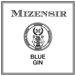 MIZENSIR CREATEUR DE PARFUM MIZENSIR MANUFACTURA GENEVE M MCMXCIX BLUE GIN logo