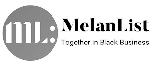 ML: MELANLIST TOGETHER IN BLACK BUSINESS logo