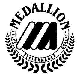 MM MEDALLION VALUE PERFORMANCE QUALITY logo