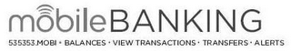 MOBILE BANKING 535353.MOBI = BALANCES · VIEW TRANSACTIONS TRANSFERS · ALERTS logo