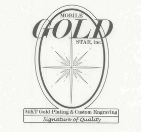 MOBILE GOLD STAR, INC. 24KT GOLD PLATING & CUSTOM ENGRAVING SIGNATURE OF QUALITY logo