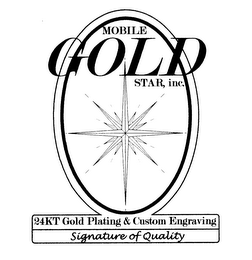 MOBILE GOLD STAR, INC. 24KT GOLD PLATING & CUSTOM ENGRAVING SIGNATURE OF QUALITY logo