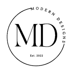 MODERN DESIGNS MD EST. 2022 logo