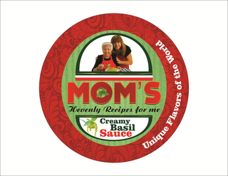 MOM'S HEAVENLY RECIPES FOR ME CREAMY BASIL SAUCE UNIQUE FLAVORS OF THE WORLD logo